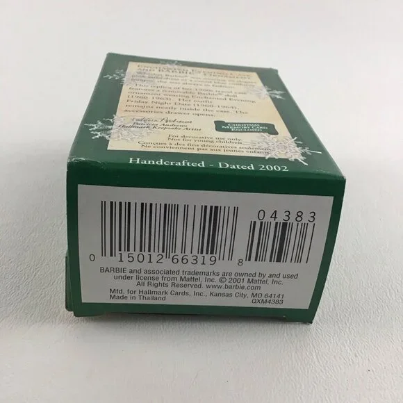 Hallmark Miniature Christmas Tree Ornament Barbie Enchanted Evening Case Vintage - Picture 5 of 6
